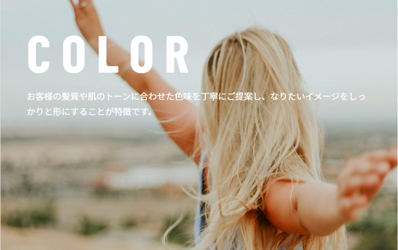 Radiant AuraのCOLORメニュービジュアル